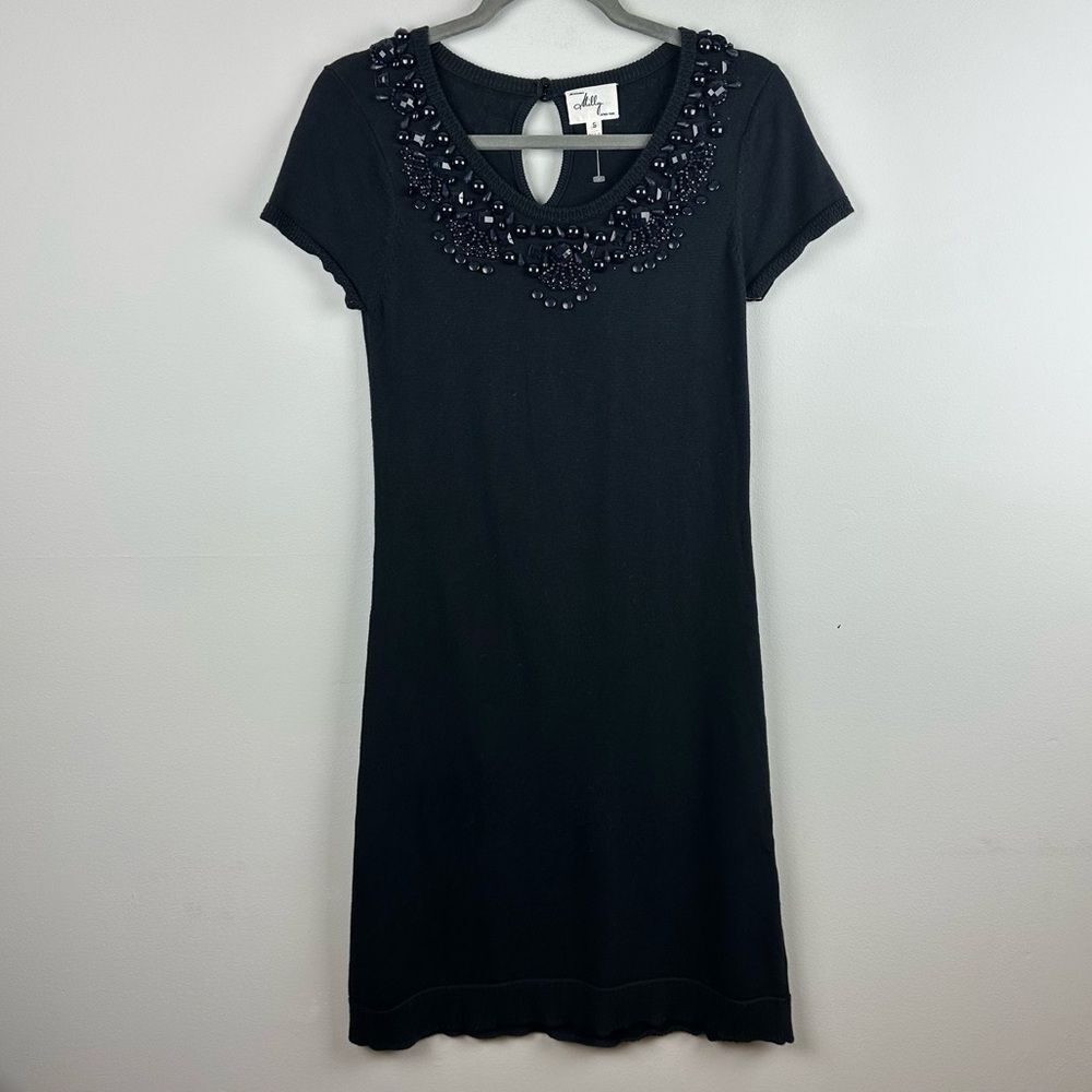 Milly Black Embellished Knit Dress Size S